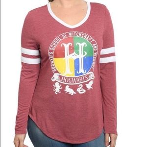 Harry Potter Hogwarts Long Sleeve Red White Baseball Tee T Shirt sz M